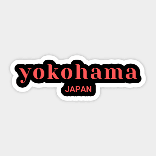 Yokohama Japan Simple Text Red Design Sticker